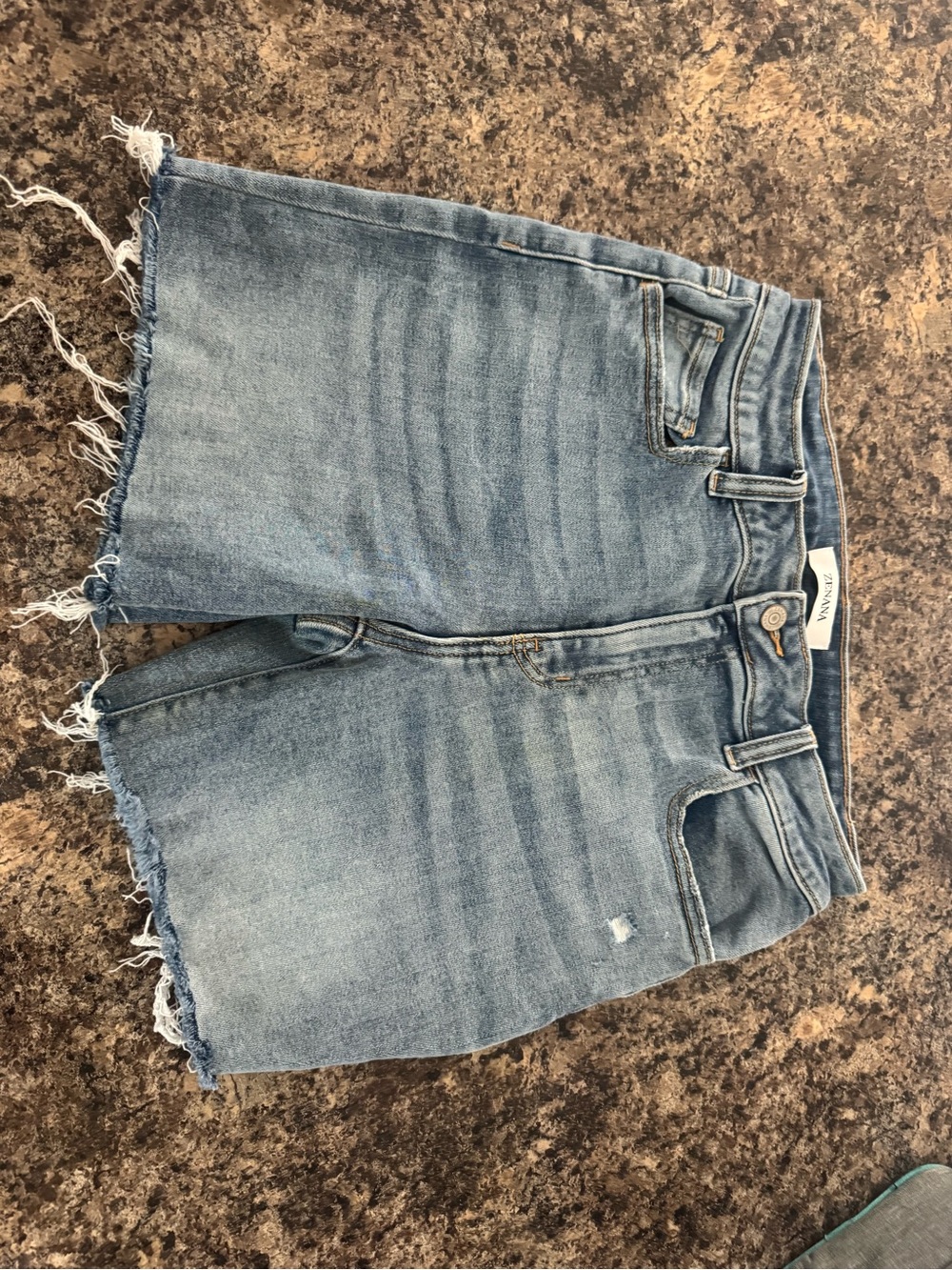 Zenana Outfitters Light Blue Distressed Denim Jean Shorts